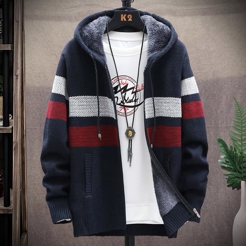 Men's plus velvet sweater cardigan plus size jacket