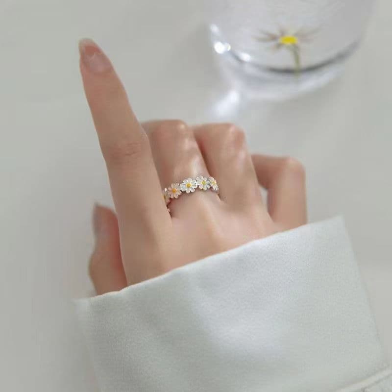 Women, Forest Style Temperament Jewelry, White Flower Epoxy Resin Band
