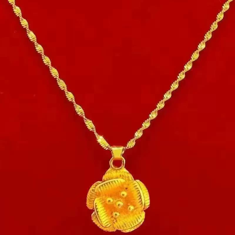Gold-plated Brass Pendant Necklace For Women, Water Wave Textured Collarbone Chain