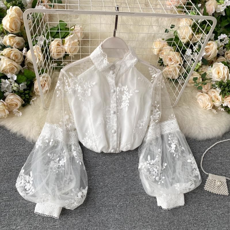 Puff Sleeve Style Slim Slimming Shirt Women