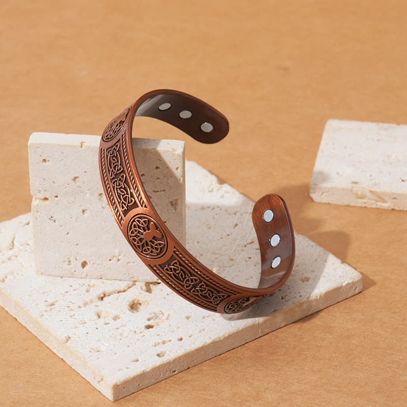 Vintage Red Copper Magnetic Bracelet Tree Of Life Pattern Magnetic Bangle For Men Women