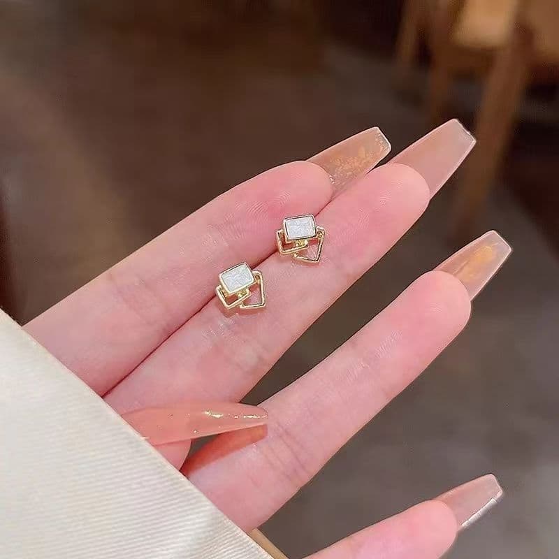 2026 New Geometric Sterling Silver Stud Earrings For Women, Light Luxury Niche High-Grade Minimalist Daily Wear Jewelry