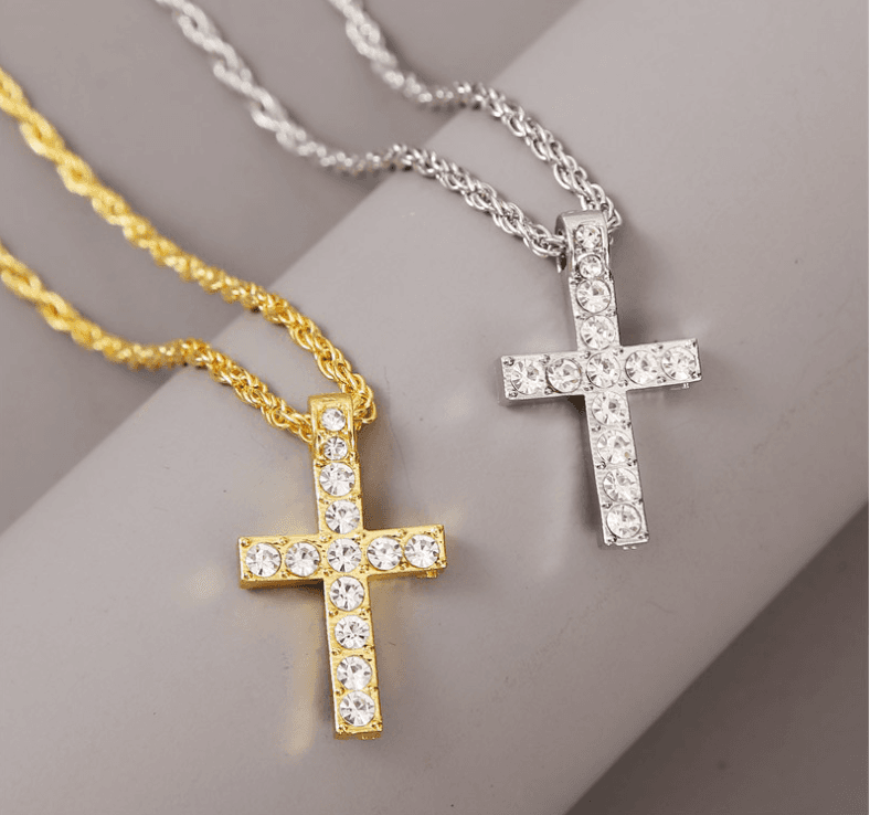 Cross Pendant Necklaces For Women Men Punk Hiphop Rope Chain On Neck Rapper Jewelry