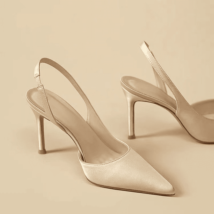 Minimalist Satin Pointed Toe Slingback High Heels