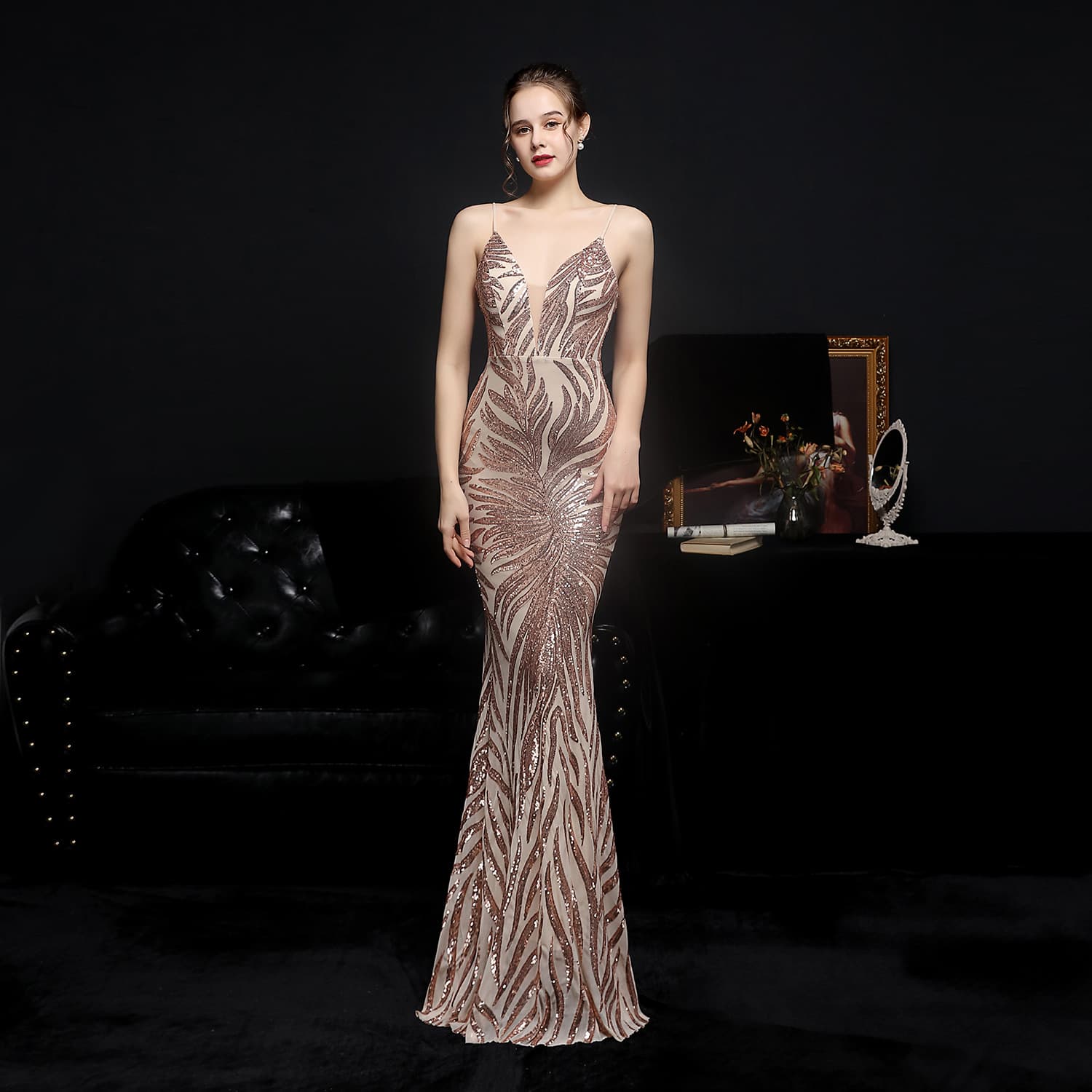  New Sequined Mermaid Evening Dress