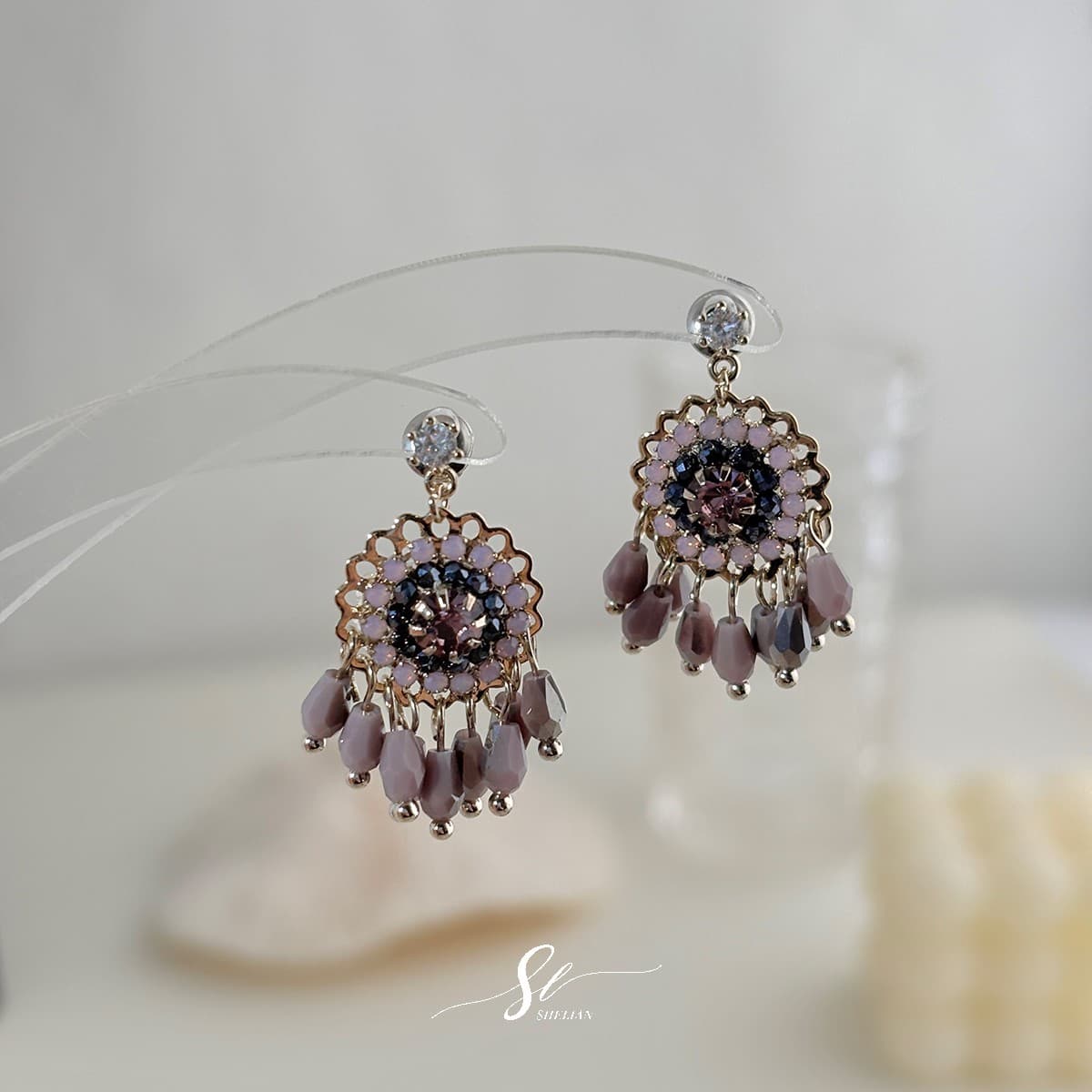 Retro Handmade Beaded Crystal Earrings