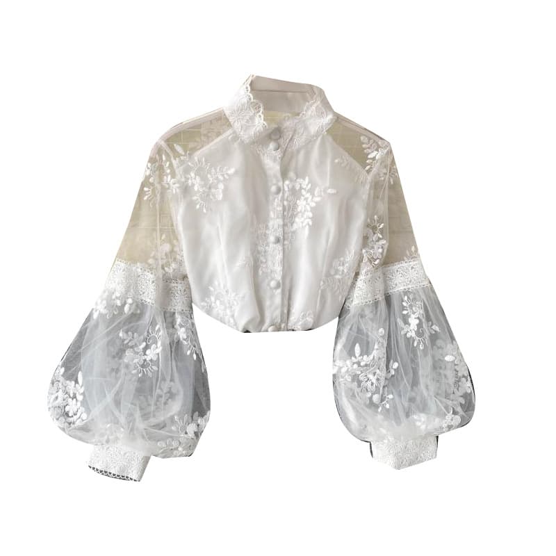 Puff Sleeve Style Slim Slimming Shirt Women