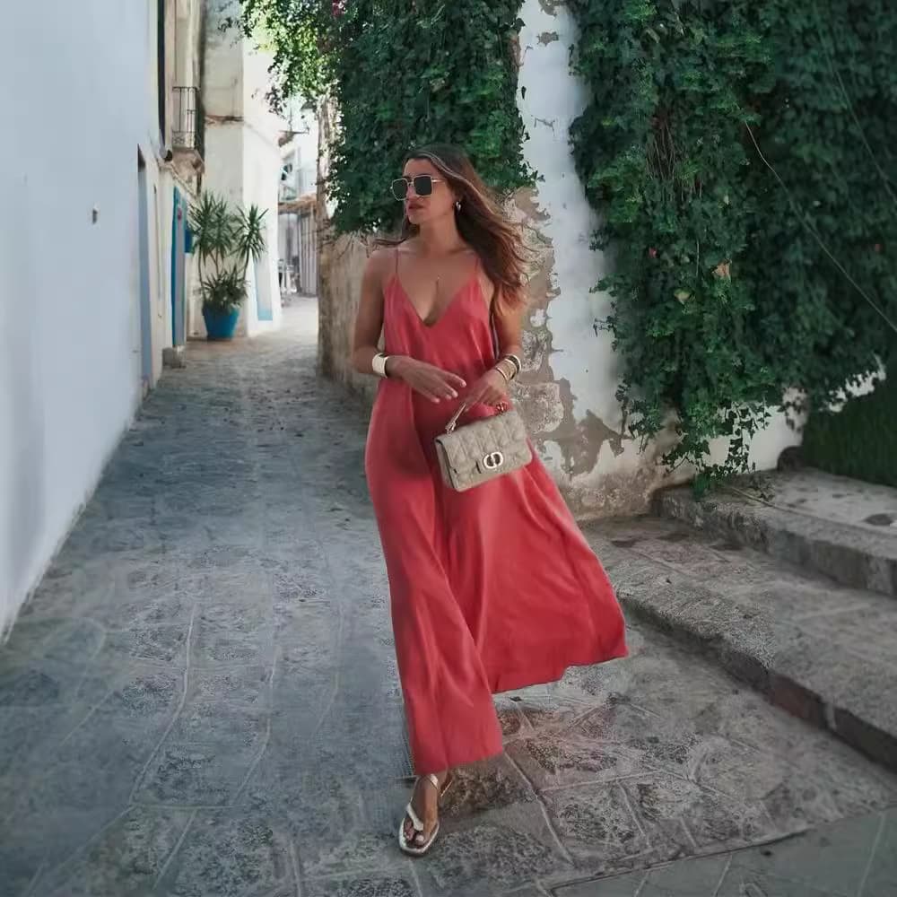 All-matching Camisole Elegant Midi Skirt Dress Solid Color