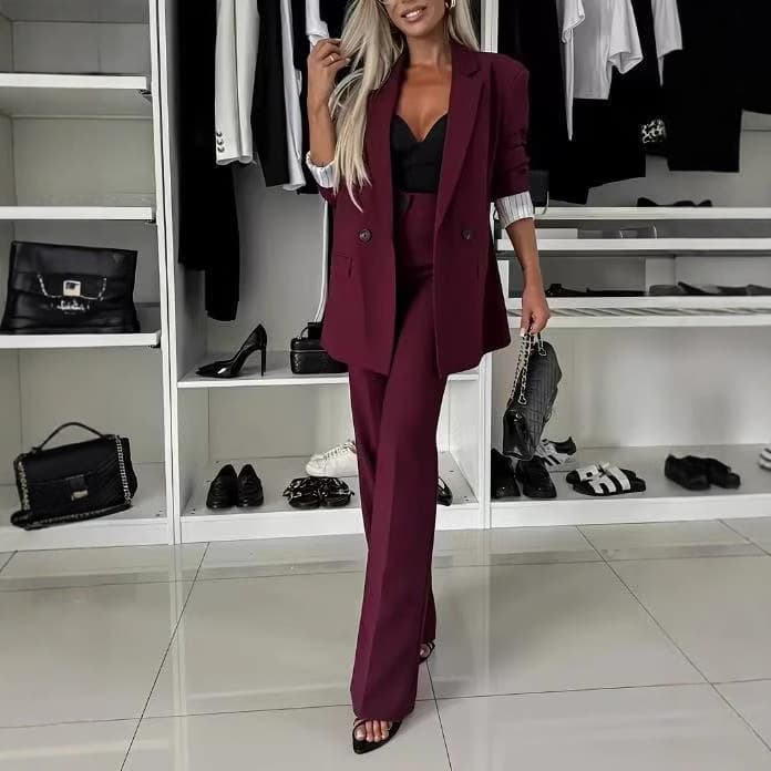 Fashion Suit Western Style Wide Leg Two-piece Set