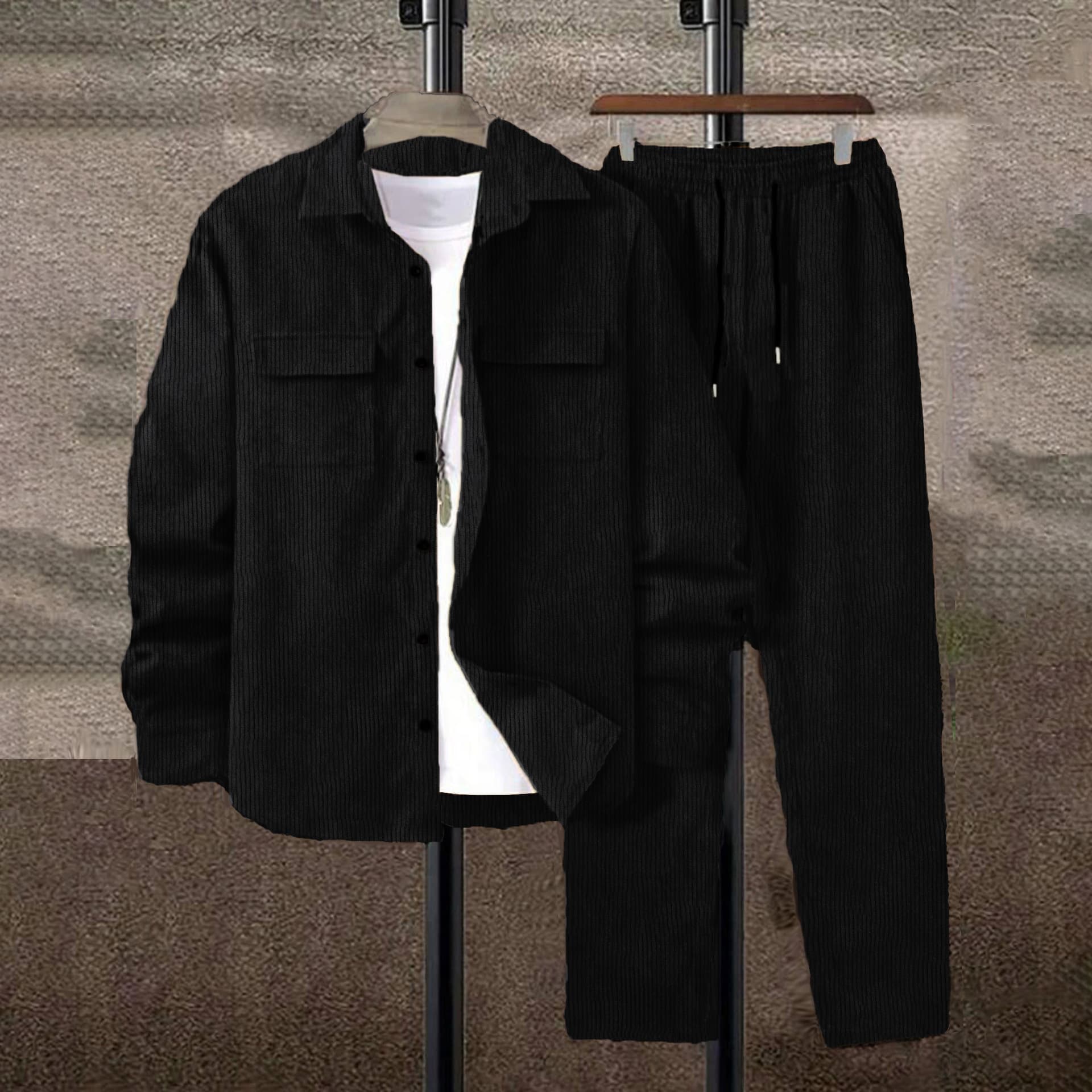 Simple Casual Men's Corduroy Suit
