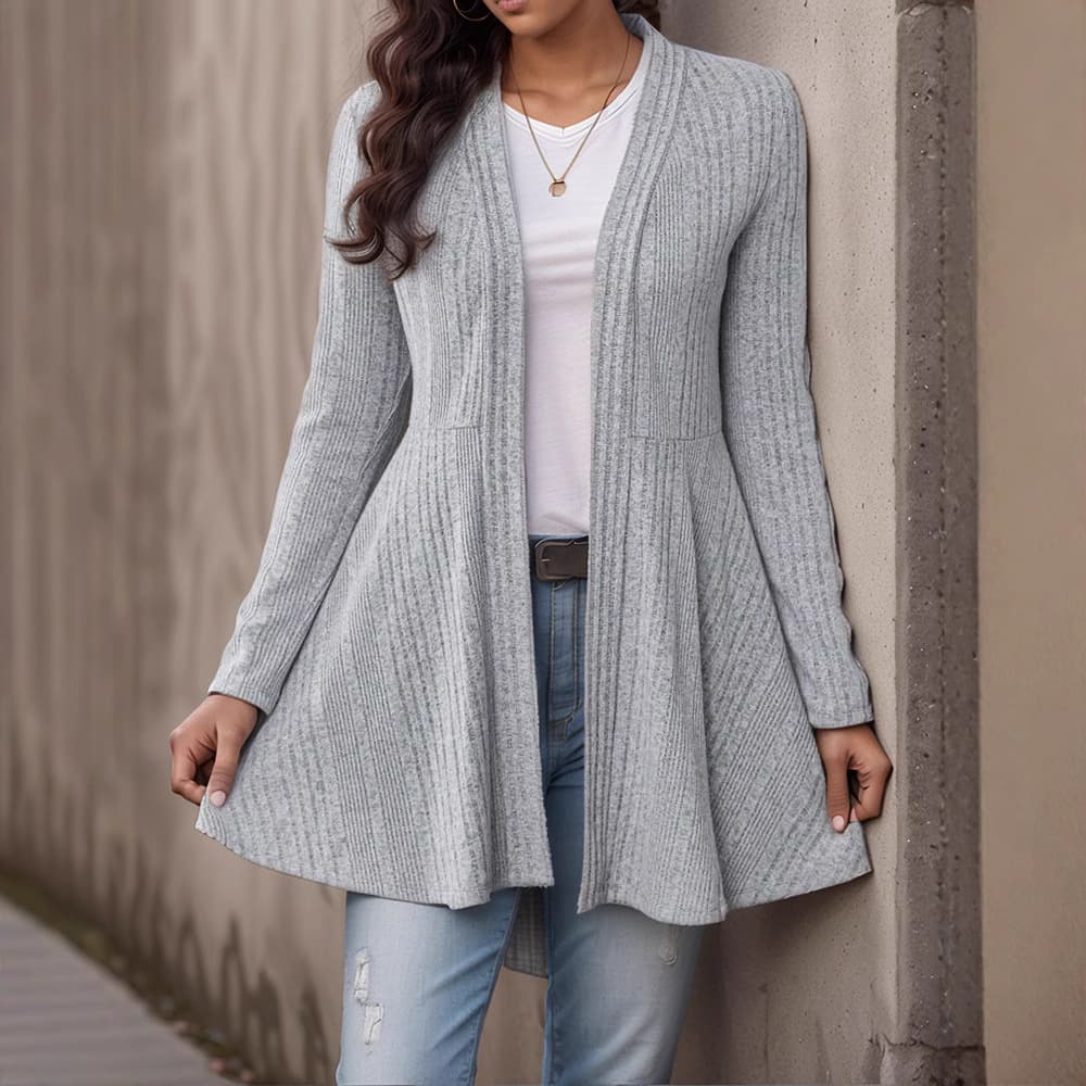 Women's Sunken Stripe Brushed Cardigan Casual Top