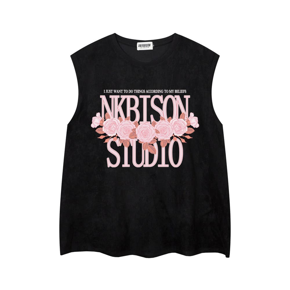 Flower Letter Printed Waistcoat For Men