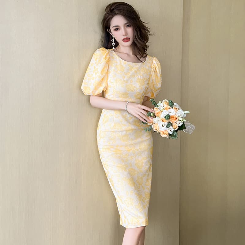 Fashion Slim Fit Puff Sleeve Dress Women