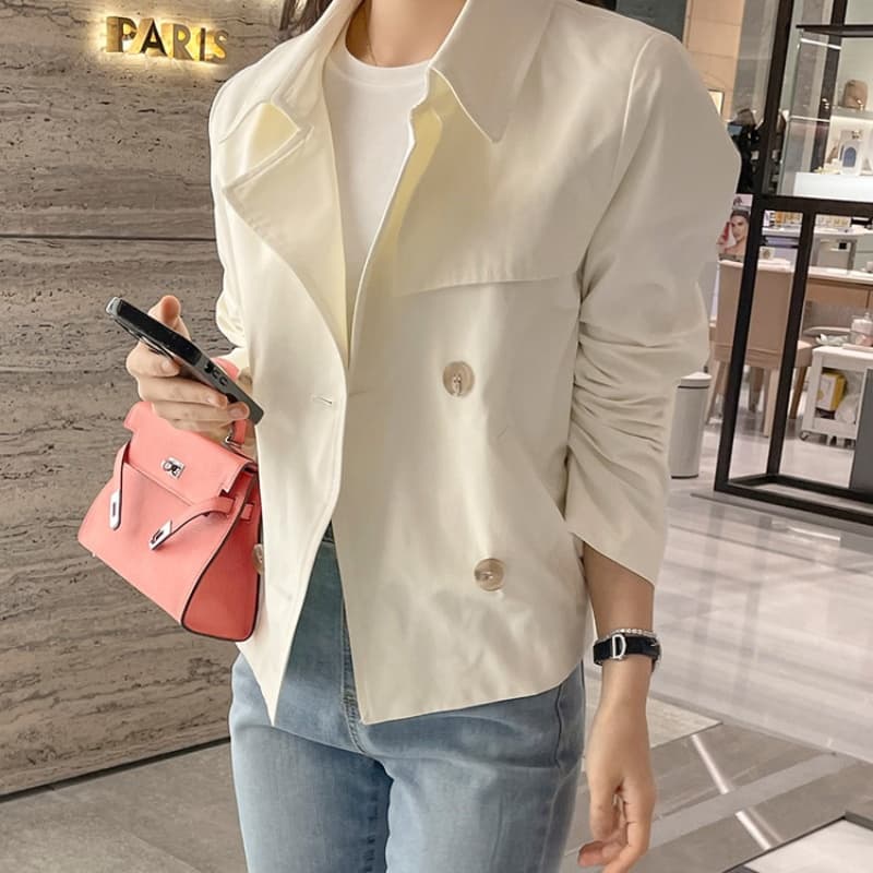 Loose Double Breasted Cardigan Short Coat